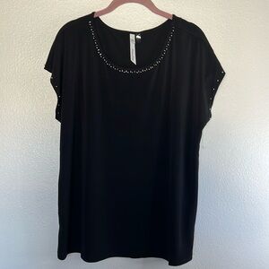 NWOT NY Collection Black Embellished Blouse sz PXL